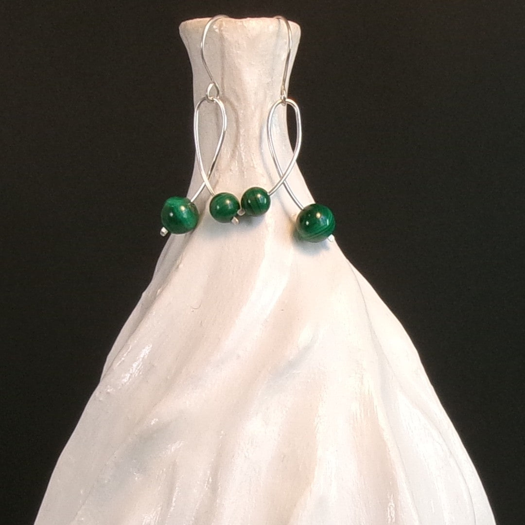 Malachite Argentium Sterling Silver Earrings