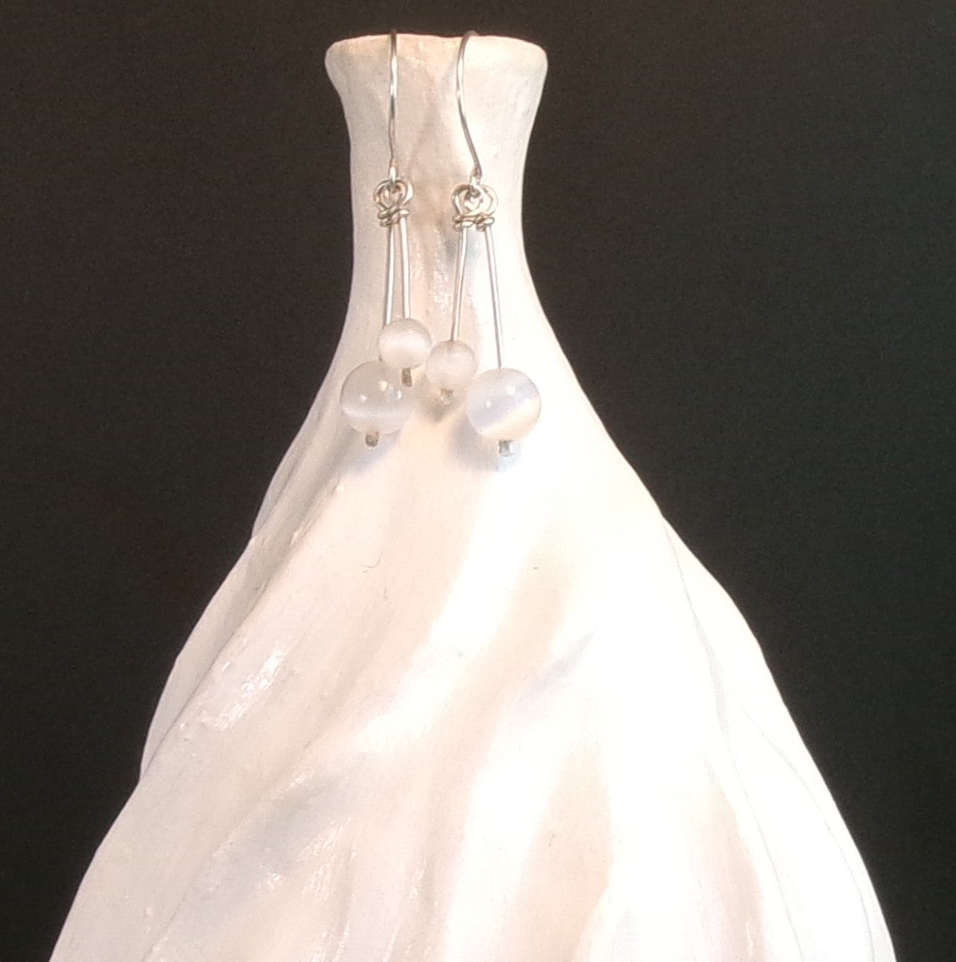 Selenite Argentium Sterling Silver Earrings