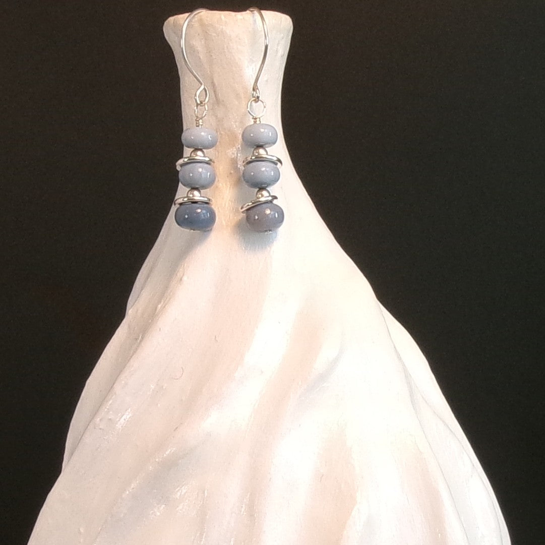 Blue Oregon Opal Argentium Sterling Silver Earrings