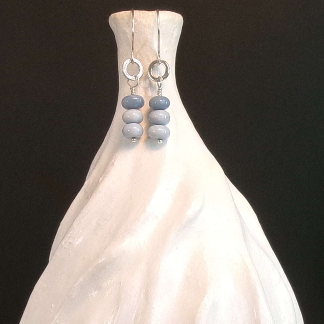 Blue Oregon Opal Argentium Sterling Silver Earrings