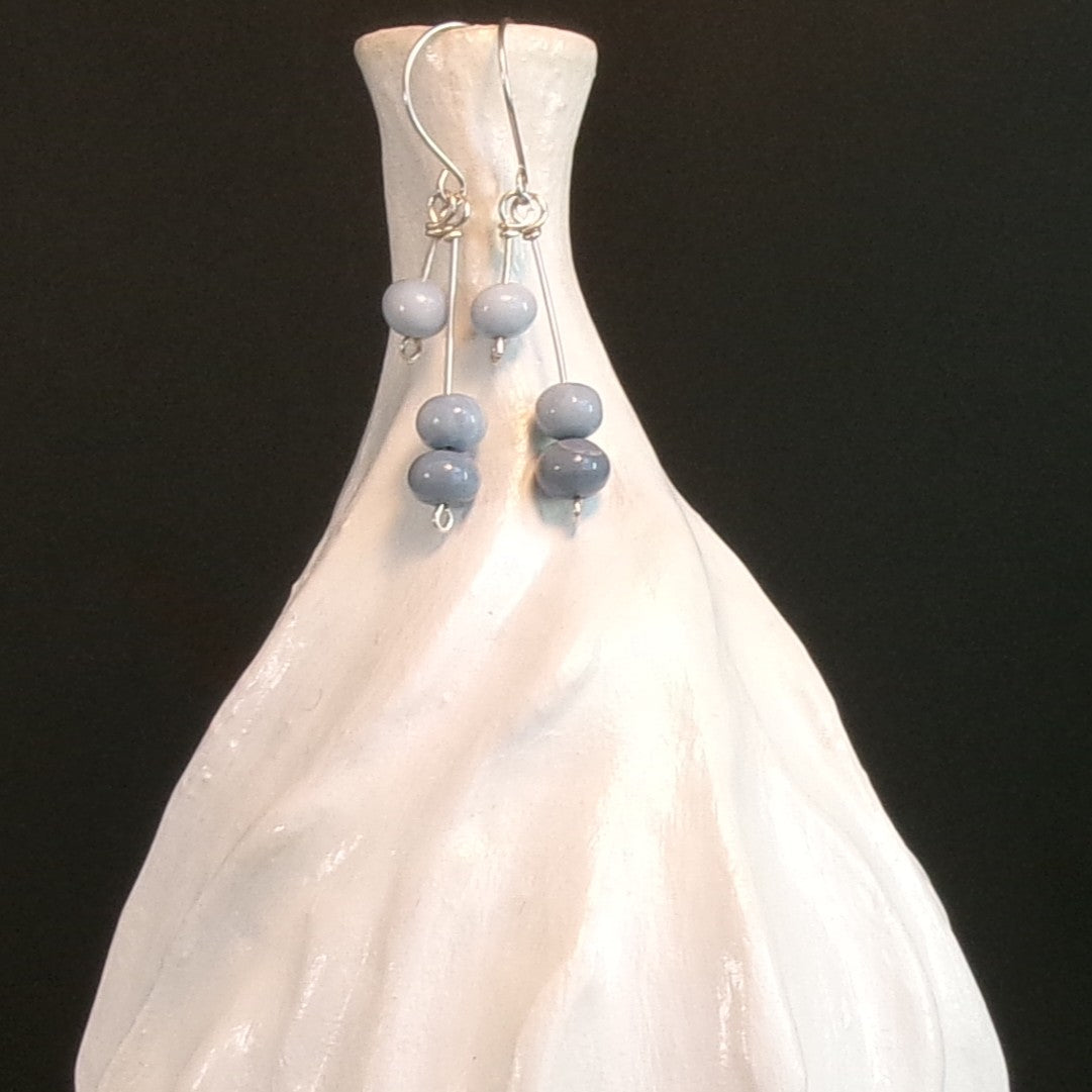 Blue Oregon Opal Argentium Sterling Silver Earrings