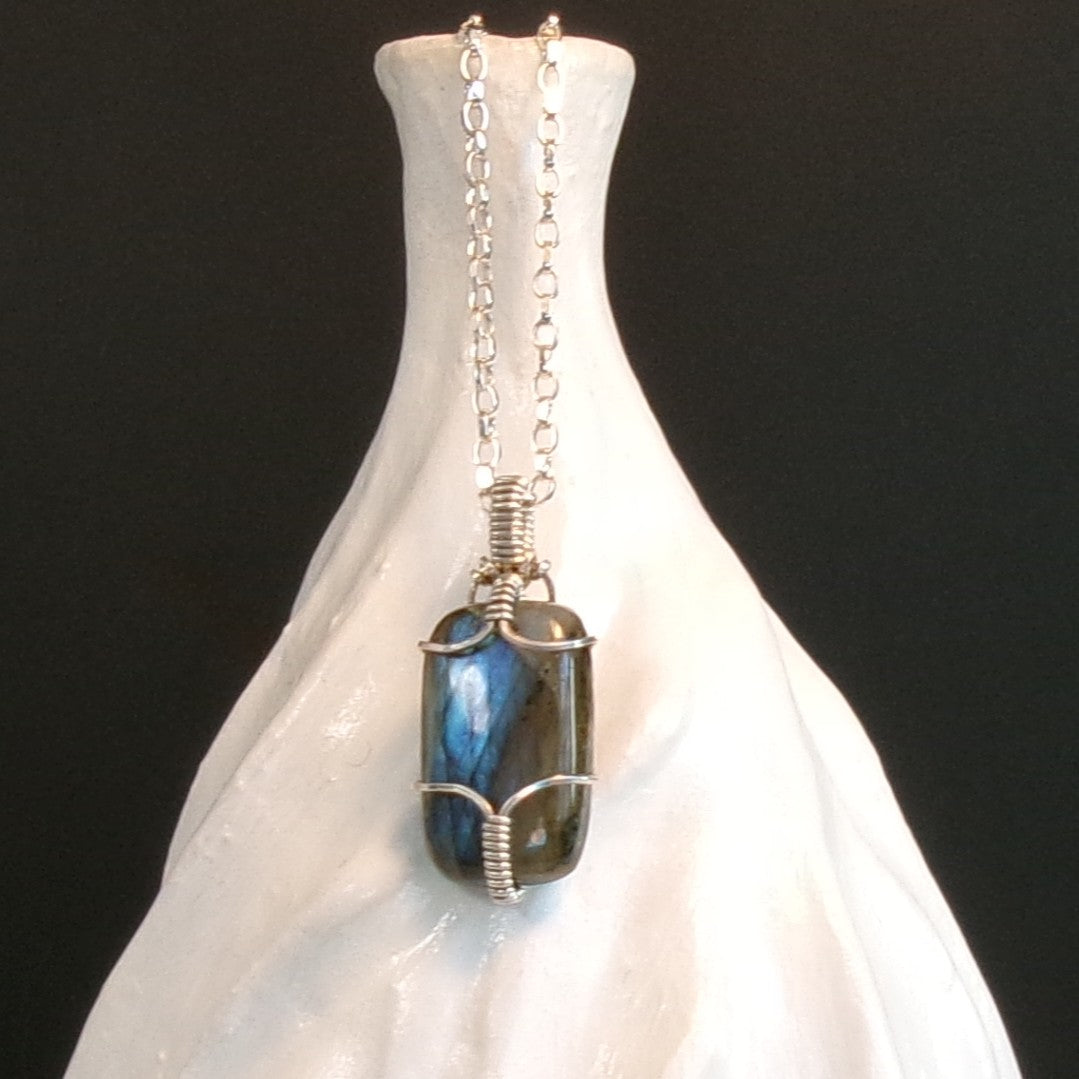 Labradorite (Long) Argentium Sterling Silver Necklace