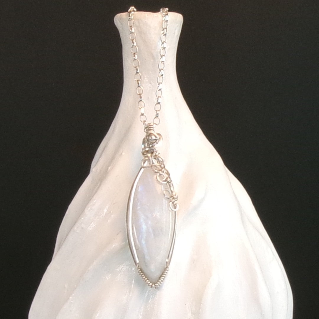 Moonstone (Long) Argentium Sterling Silver Necklace