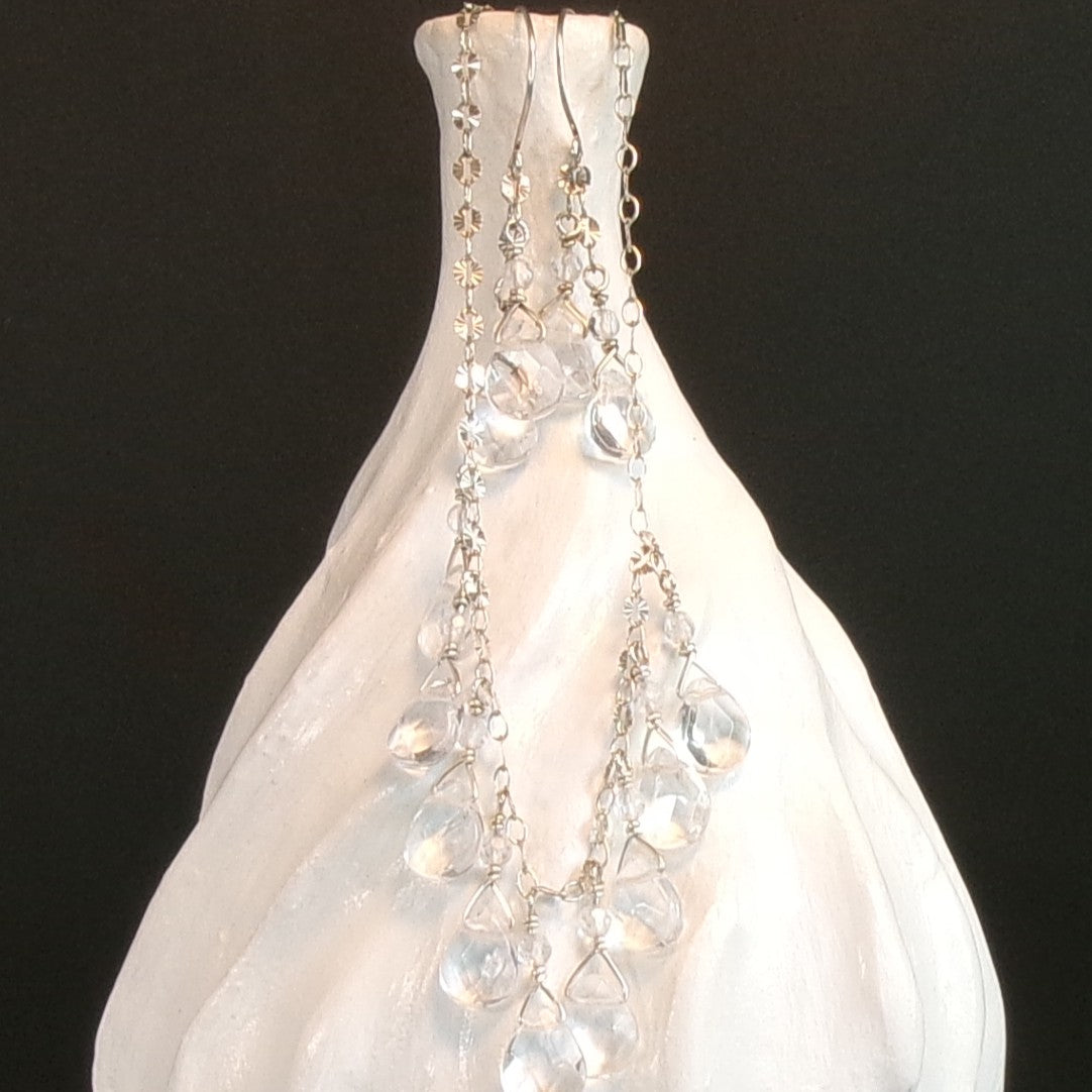 Crystal Quartz Argentium Sterling Silver Necklace & Earring Set