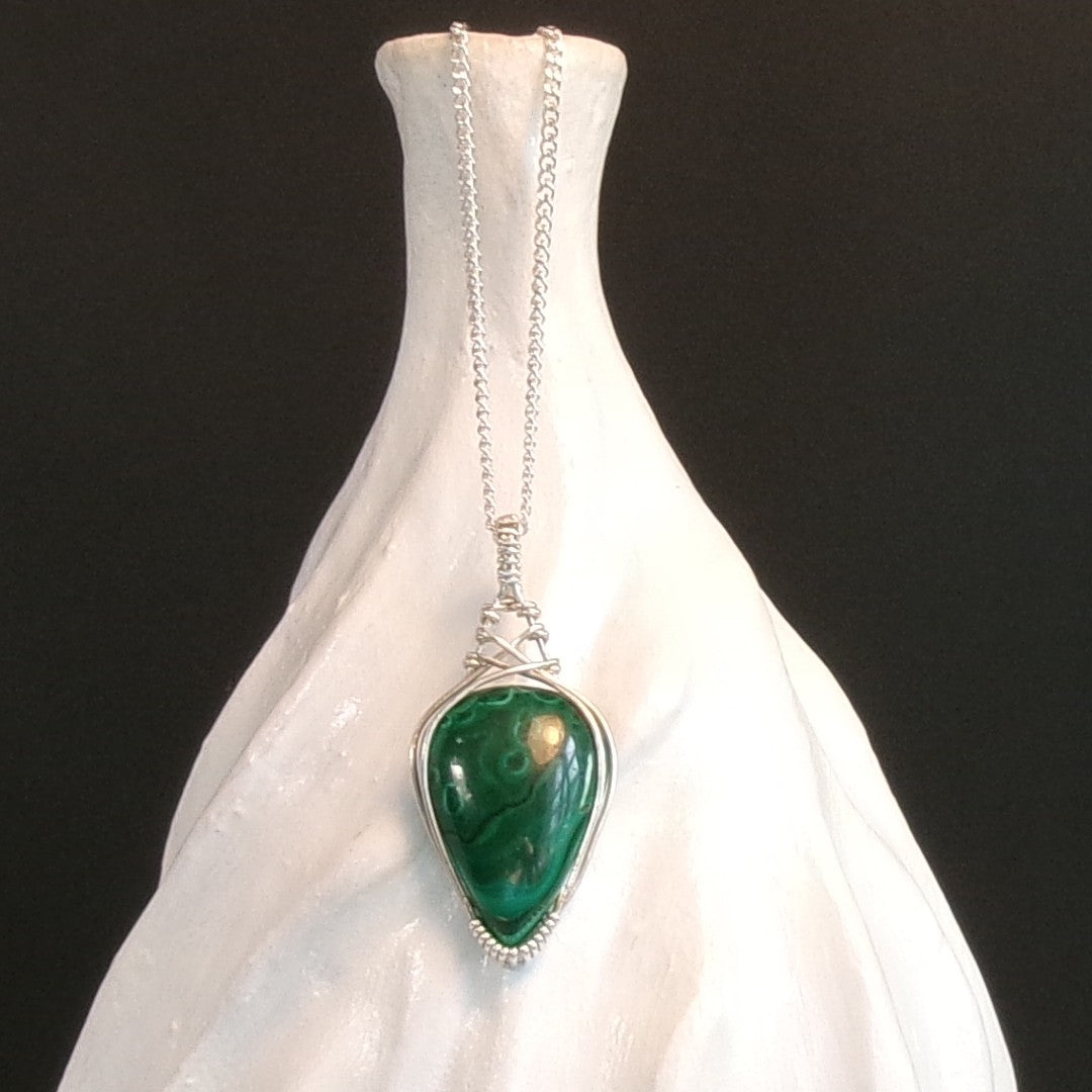 Malachite Argentium Sterling Silver Necklace