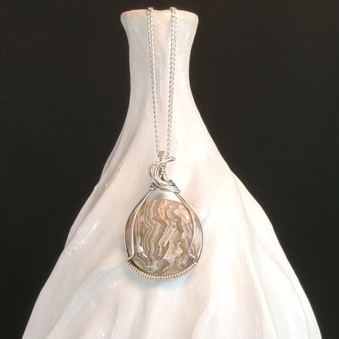 Mexican Crazy Lace Argentium Sterling Silver Necklace