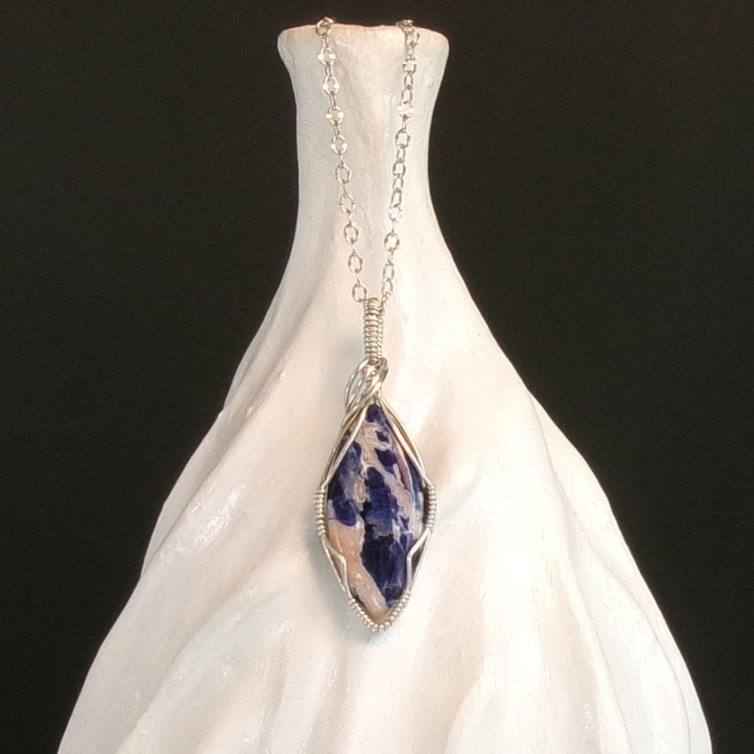 Sodalite Argentium Sterling Silver Necklace
