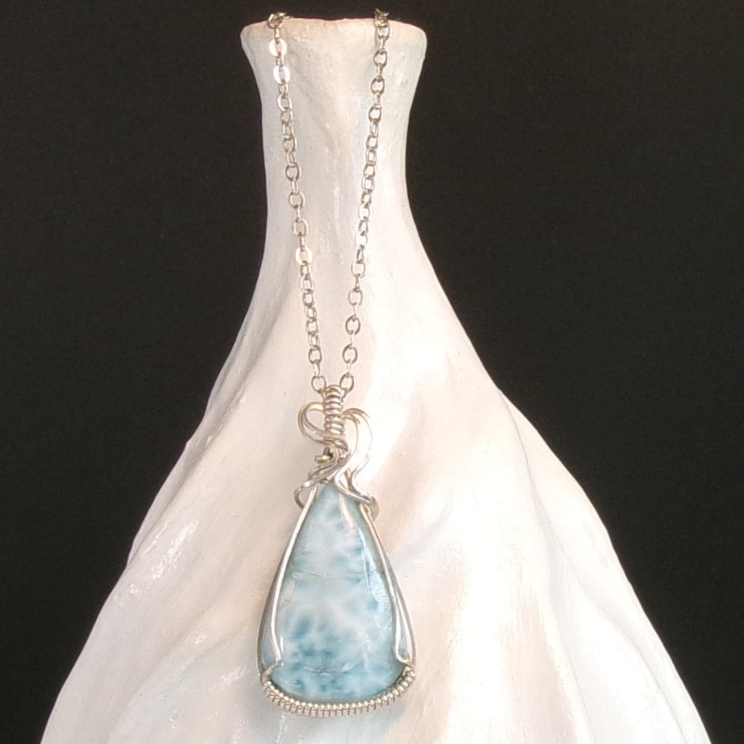 Larimar Argentium Sterling Silver Necklace
