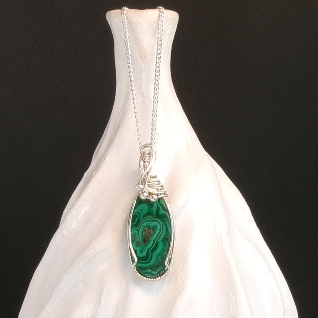 Malachite Argentium Sterling Silver Necklace