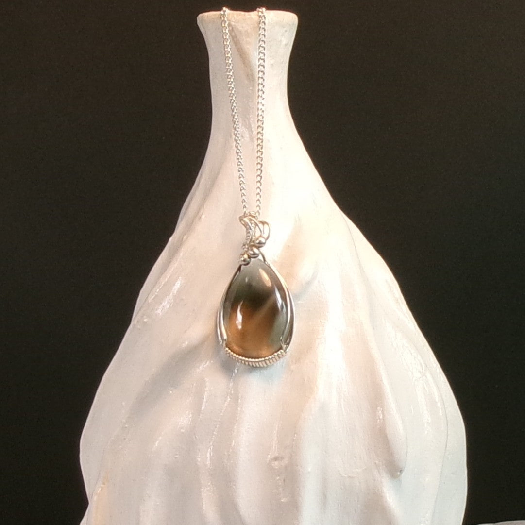 Smoky Quartz Argentium Sterling Silver Necklace
