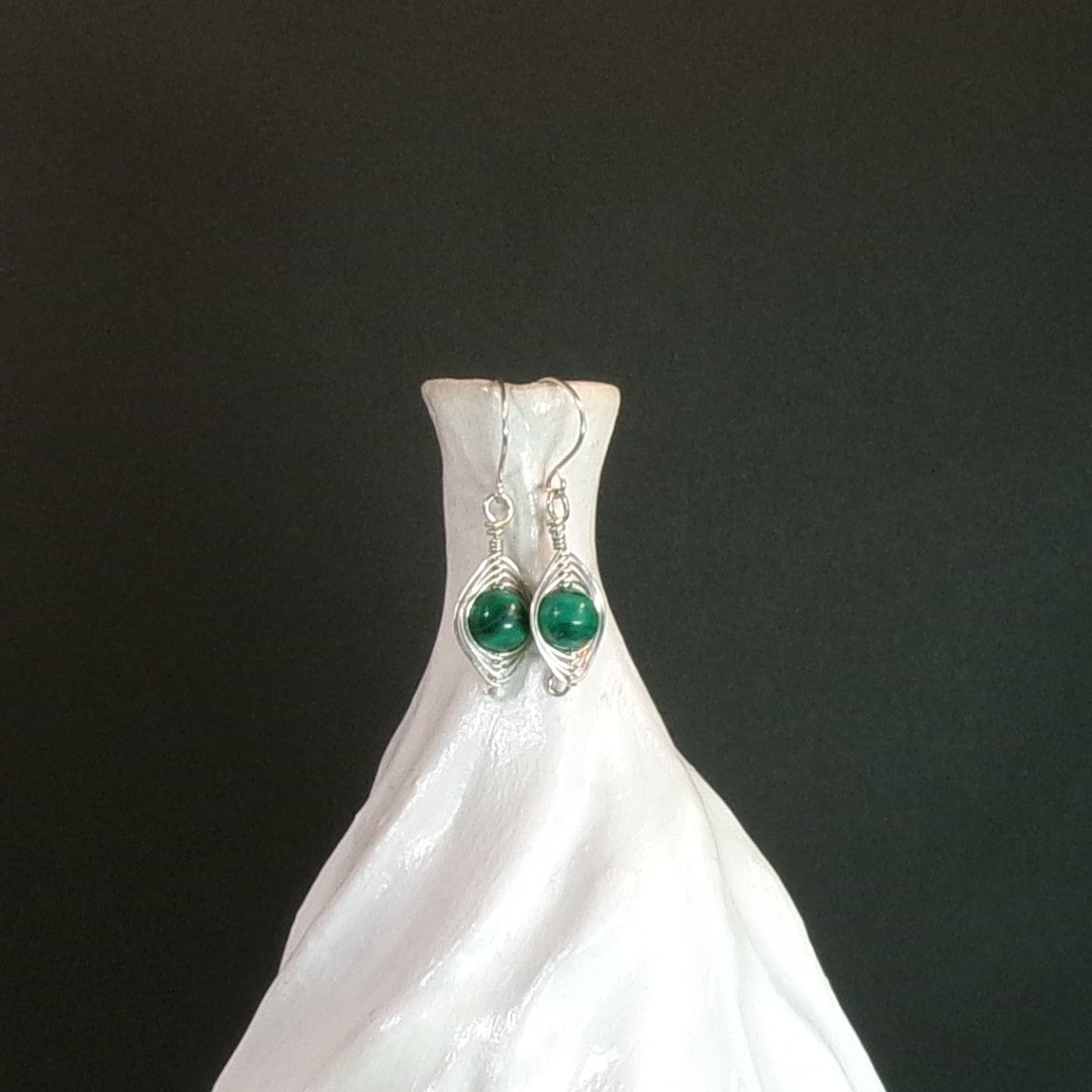 Malachite Argentium Sterling Silver Earrings