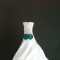Chrysocolla/Vintage Swarovski Crystal Argentium Sterling Silver Earrings