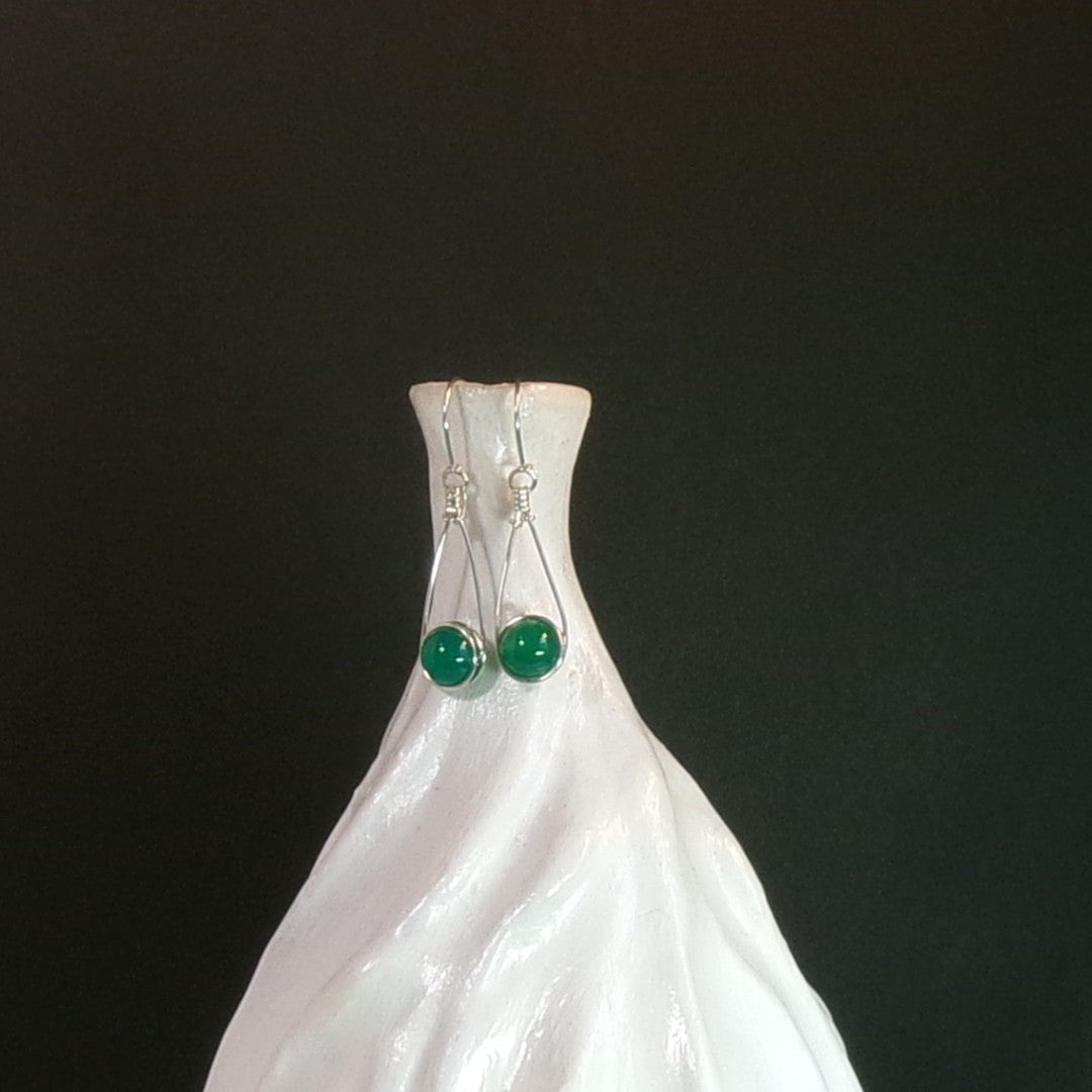 Green Onyx Argentium Sterling Silver Earrings