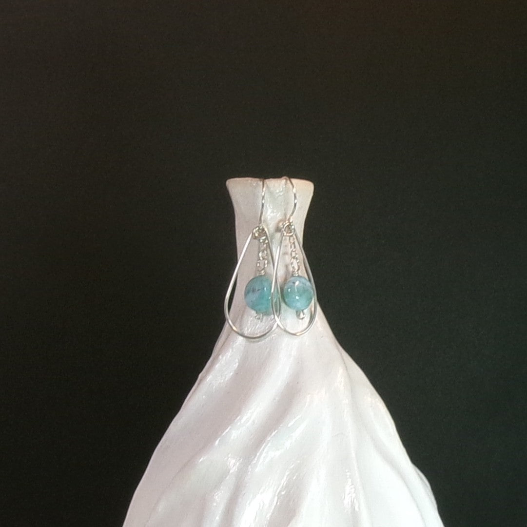 Larimar Argentium Sterling Silver Earrings