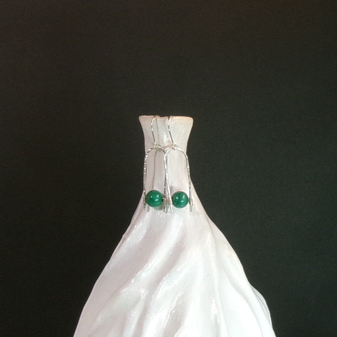 Malachite Argentium Sterling Silver Earrings