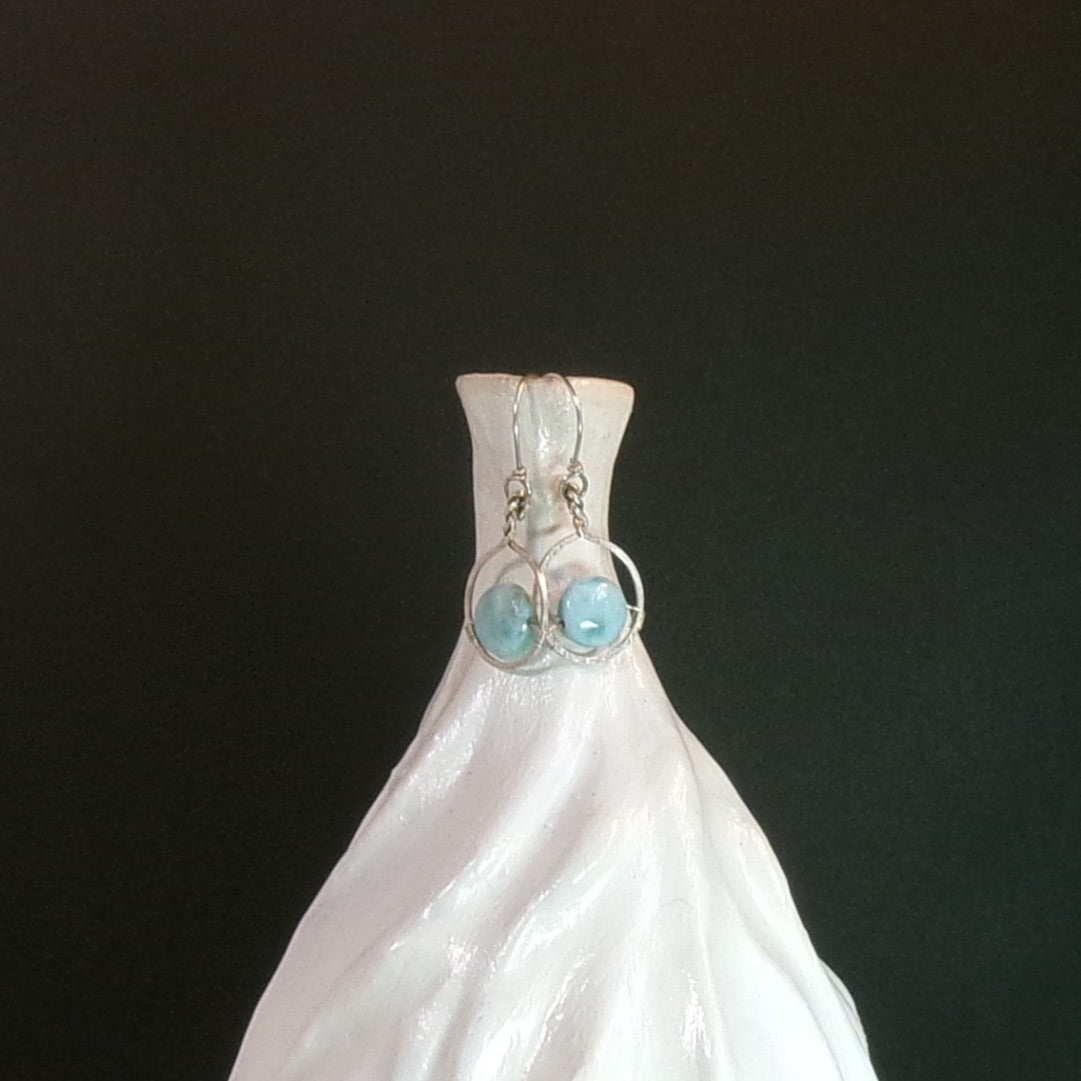 Larimar Argentium Sterling Silver Earrings
