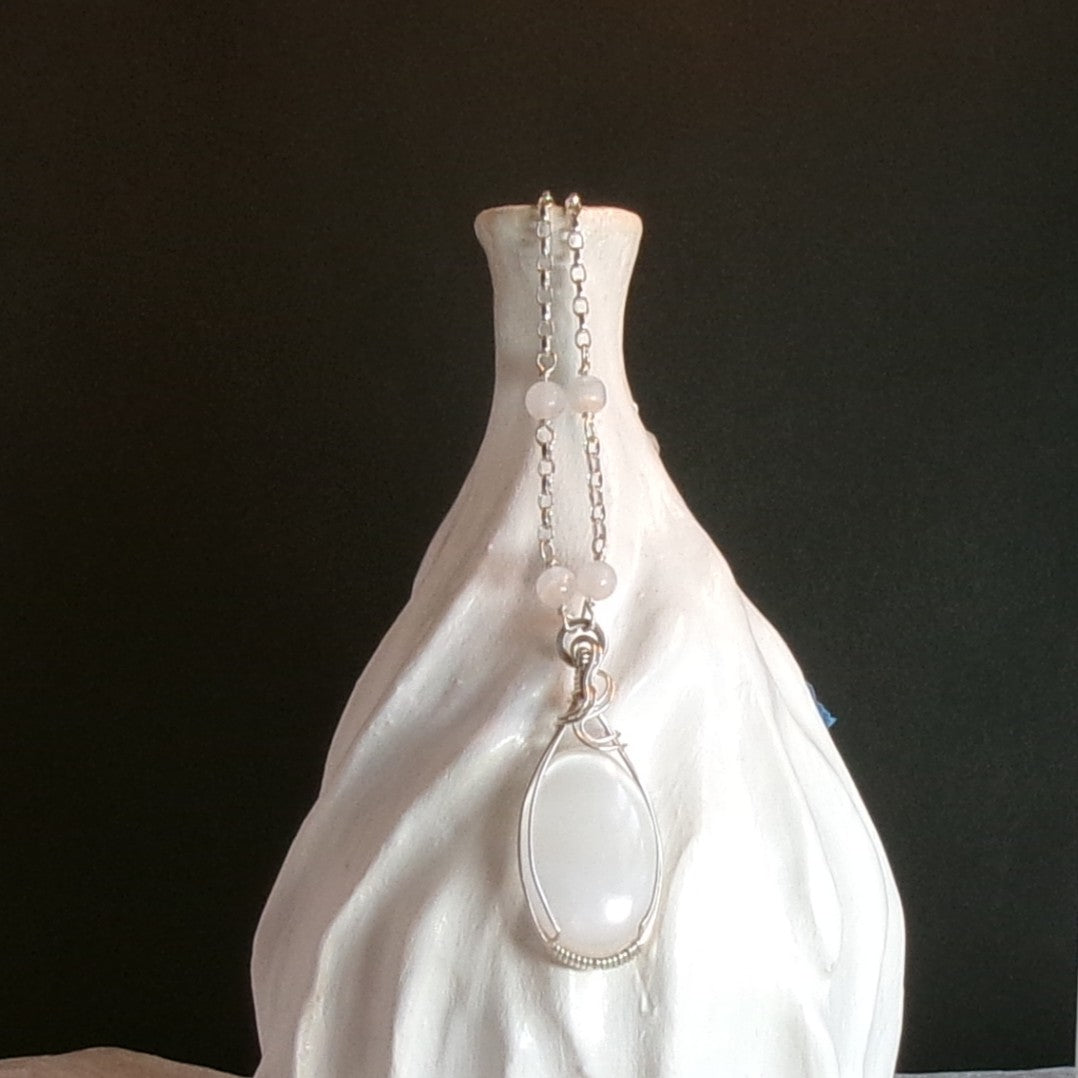 Selenite (Long) Argenium Sterling Silver Necklace