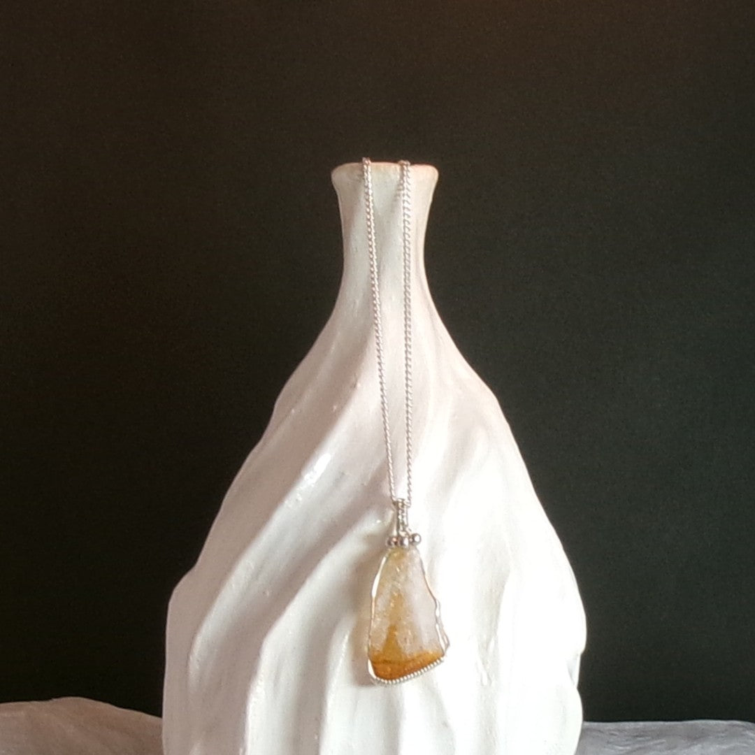 Citrine Argentium Sterling Silver Necklace